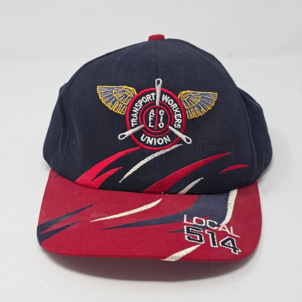 Vintage Transport Workers Union Local 514 Hat Navy Red AFL CIO Union Made USA